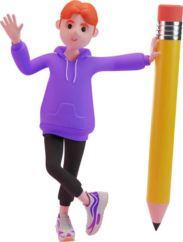 writer waving his hand 3D illustration